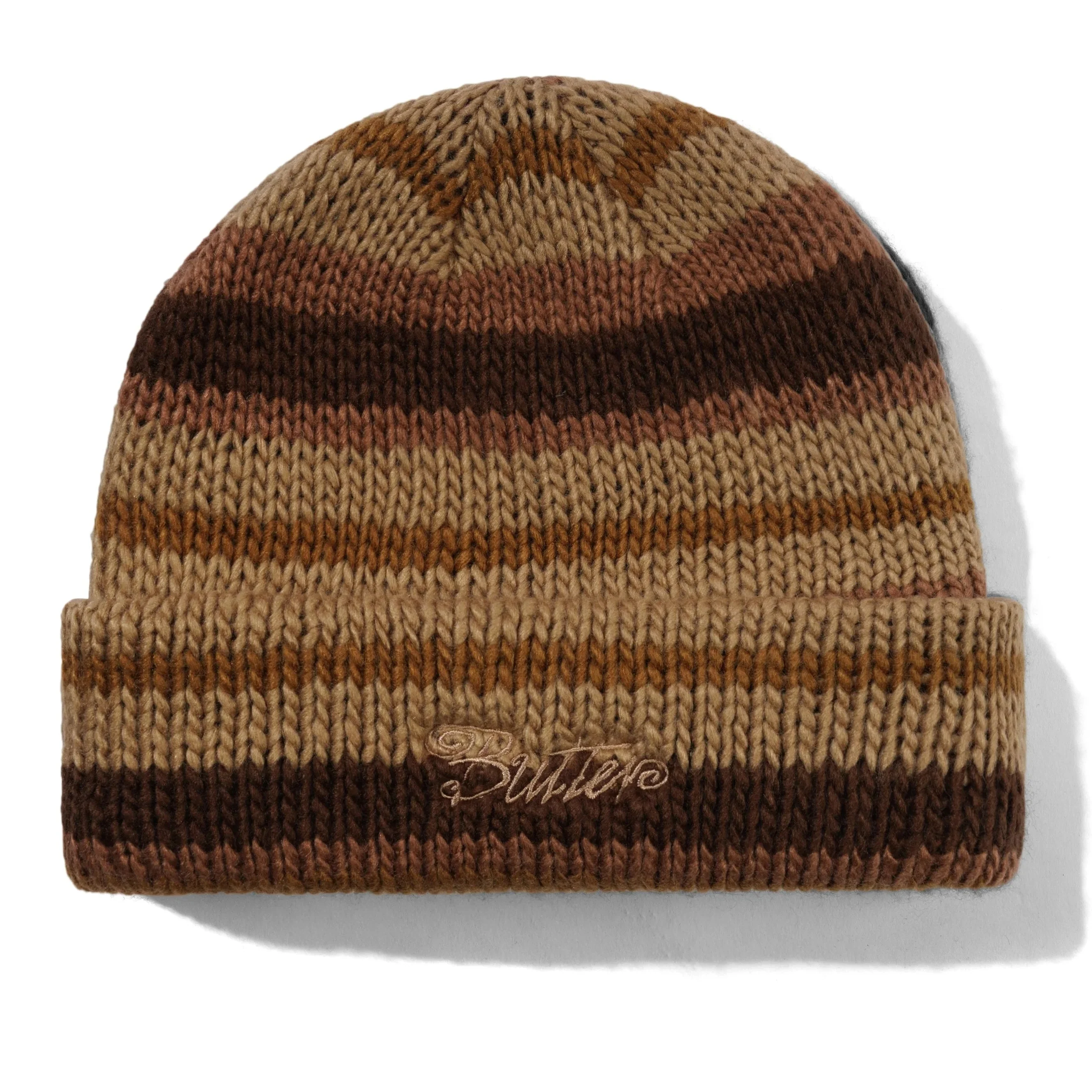 Butter Goods Ombre Strip Knit Beanie (Chocolate)