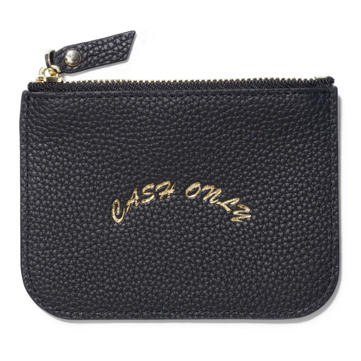 Cash Only Leather Zip Wallet (Black)