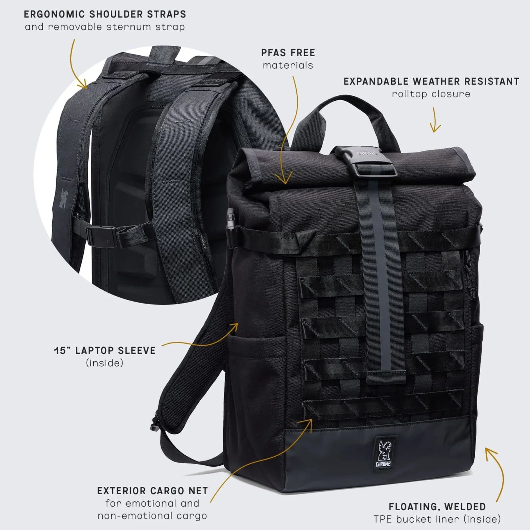 Chrome Industries Barrage 18L Pack (Black) - Image 3