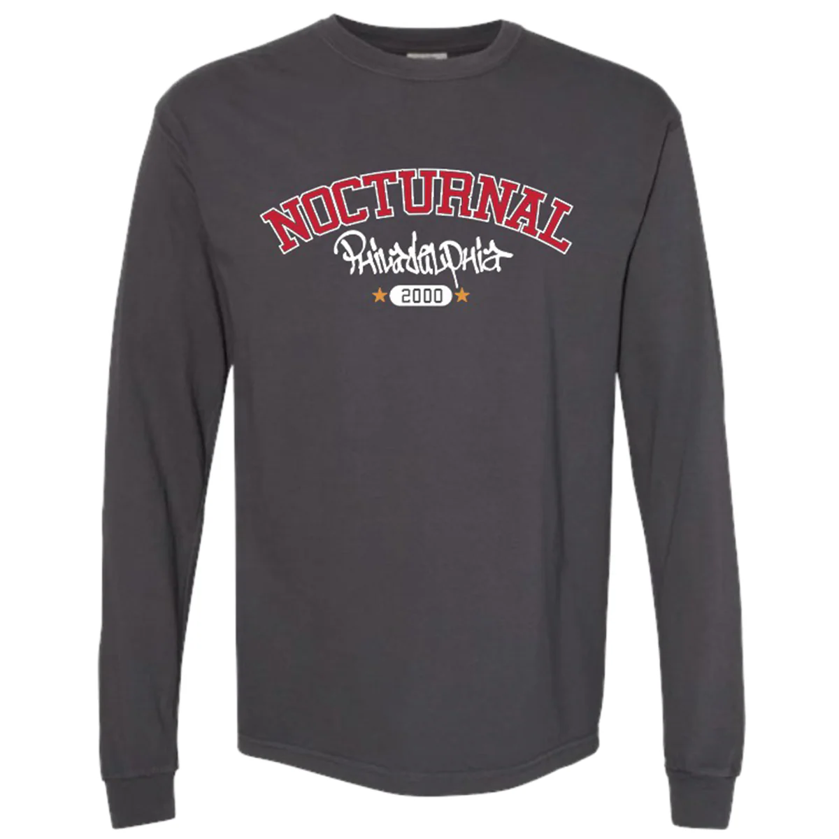 Nocturnal 'College' Long Sleeve T-Shirt (Graphite)