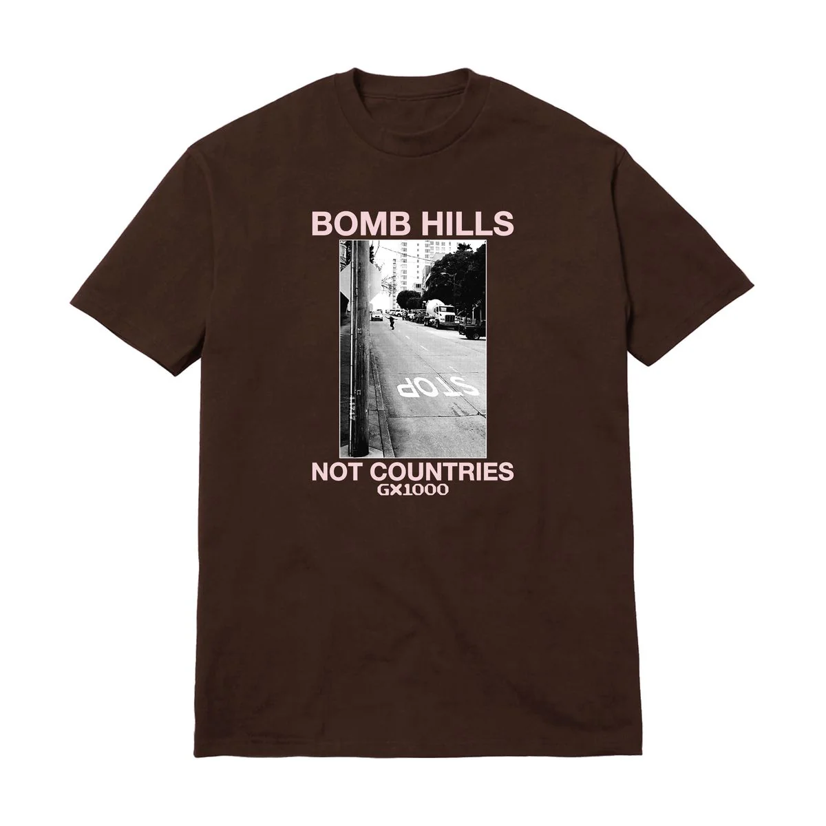 GX1000 Bomb Hills Tee (Brown/Rose Font)