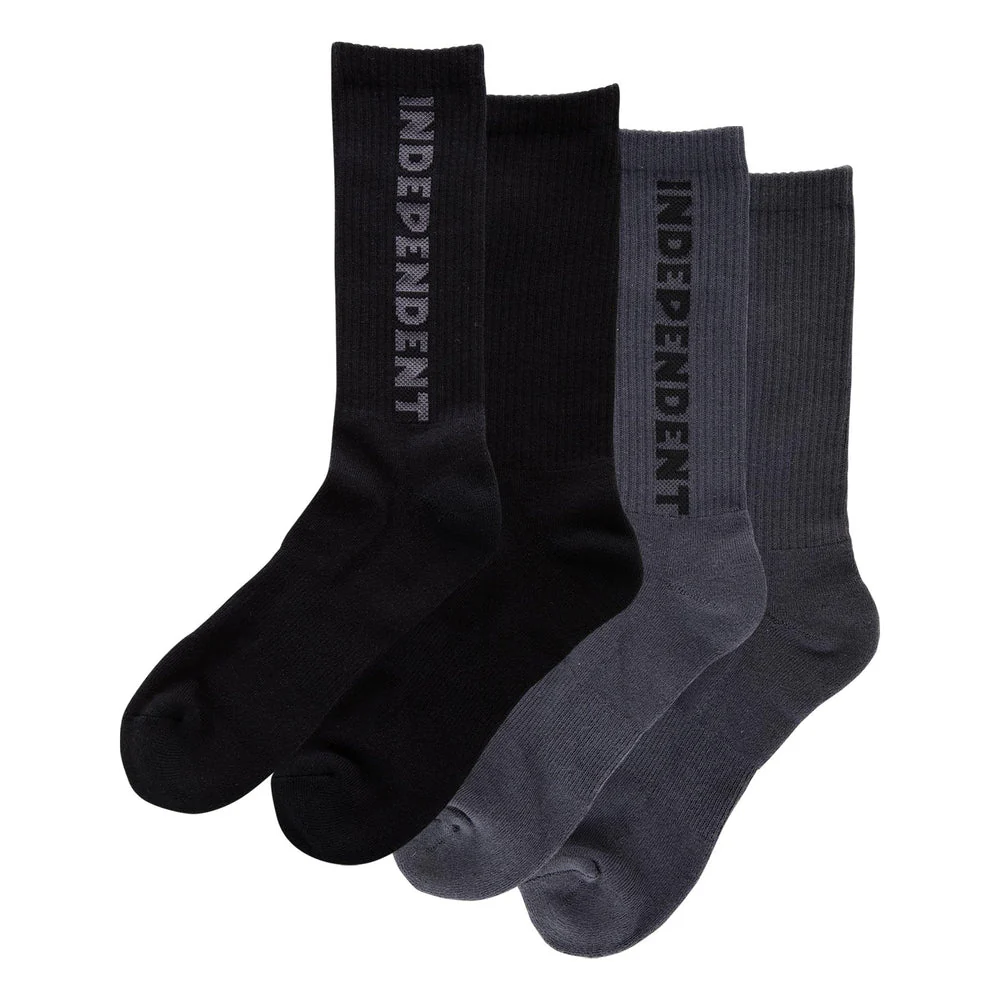 Independent Baseline 2-Pack Crew Socks (Black/Charcoal)