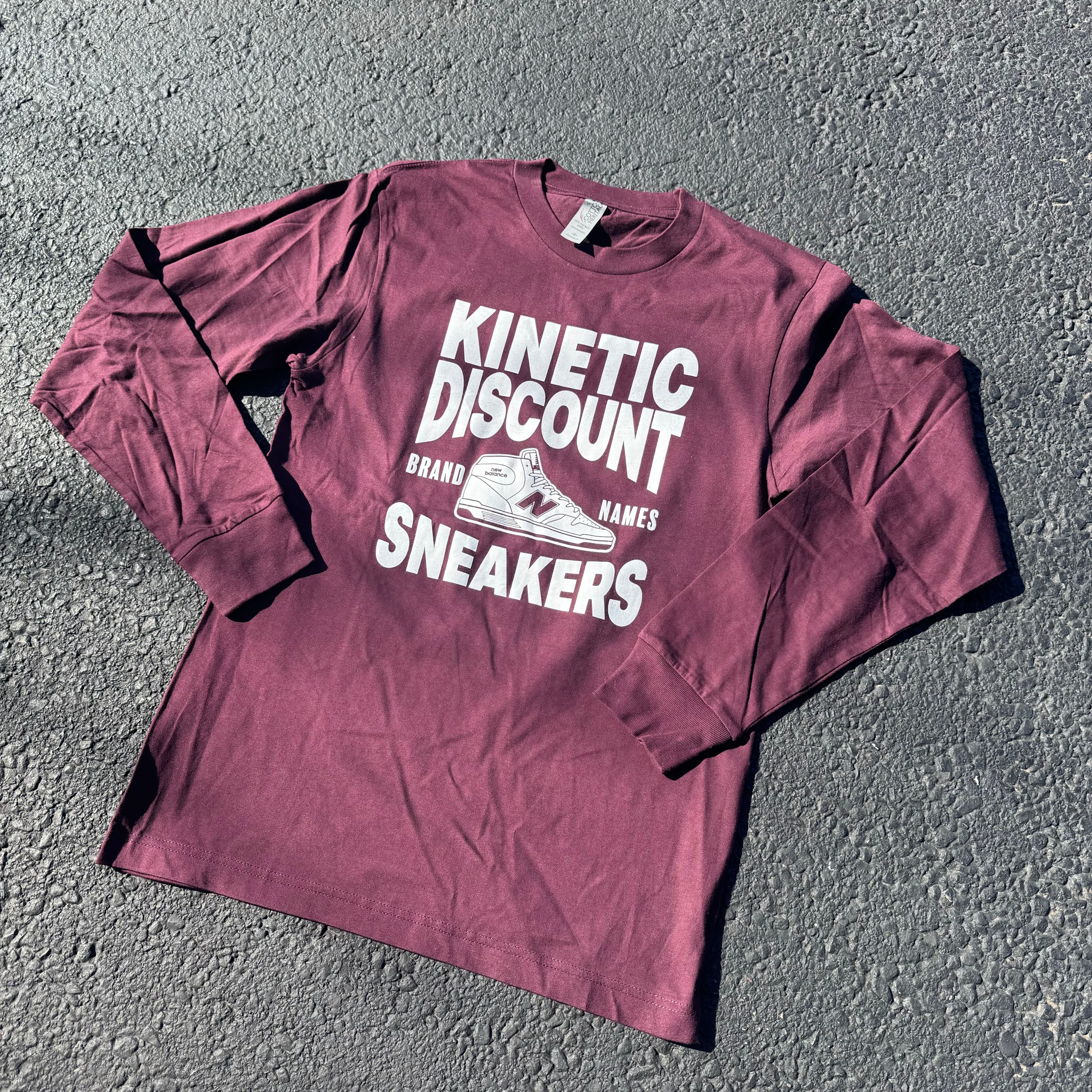 Kinetic Discount Sneaks Long Sleeve Tee (Maroon) - Image 3