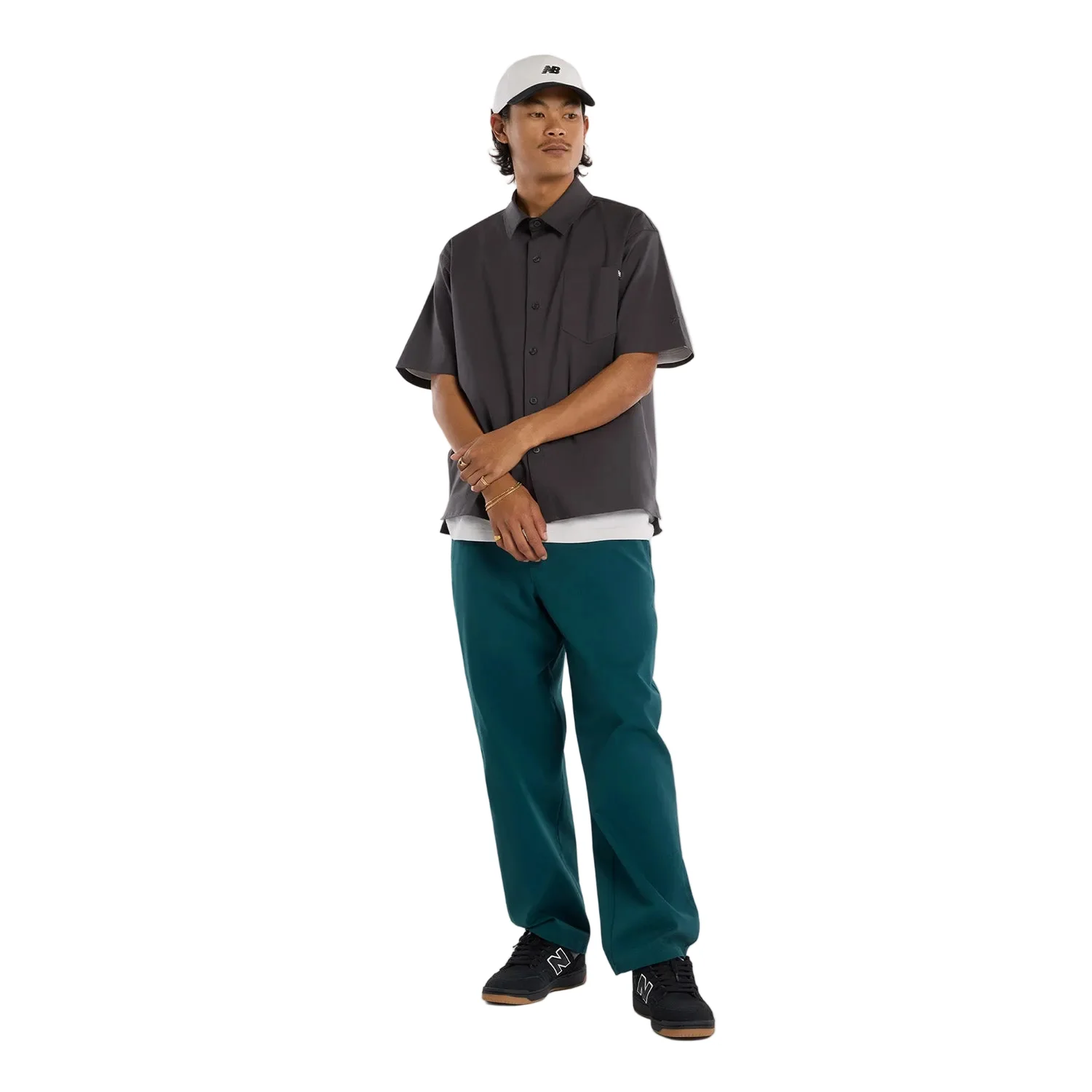 New Balance Numeric Button Up Shirt (Dark Grey)