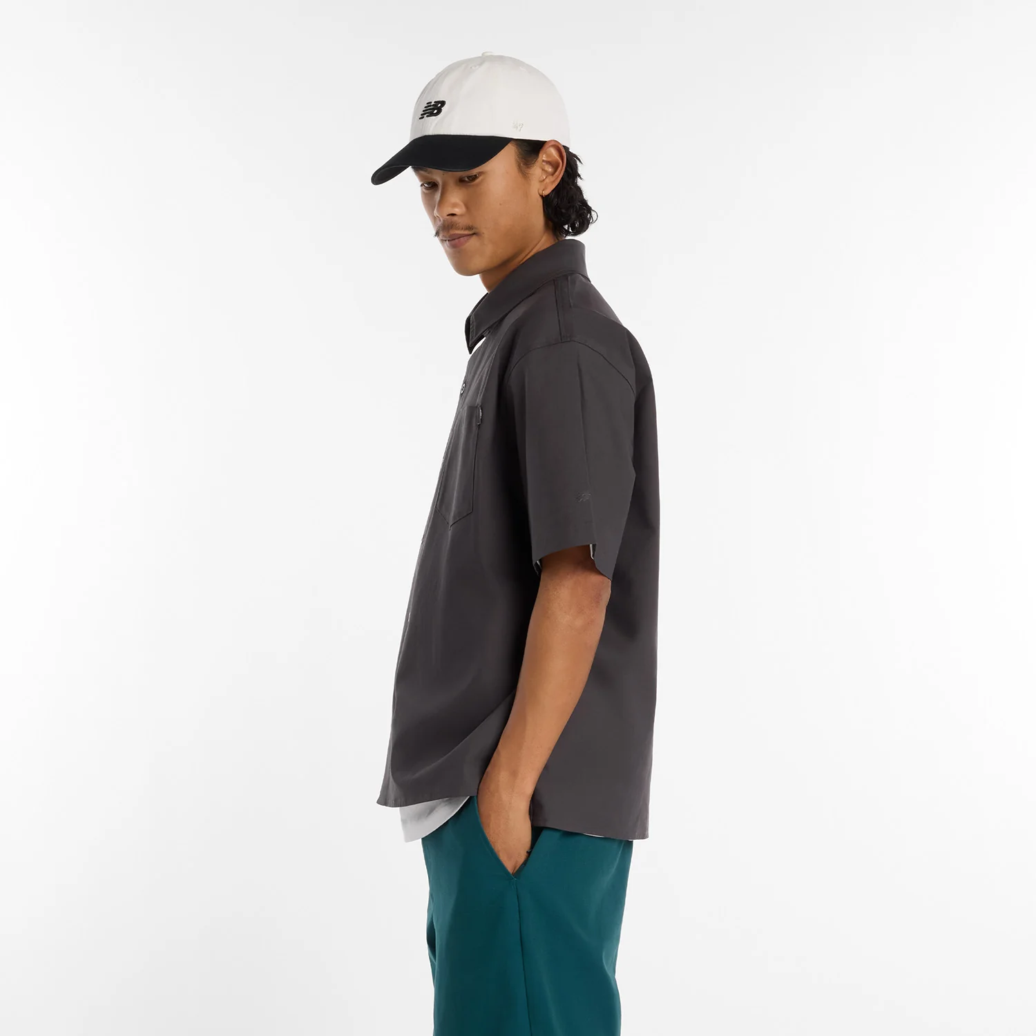New Balance Numeric Button Up Shirt (Dark Grey) - Image 3