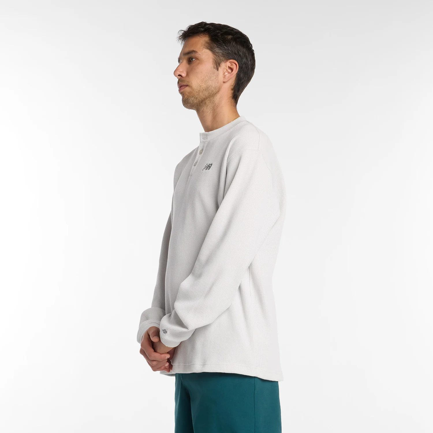 New Balance Numeric Waffle Knit Long Sleeve Henley (Oatmeal) - Image 3