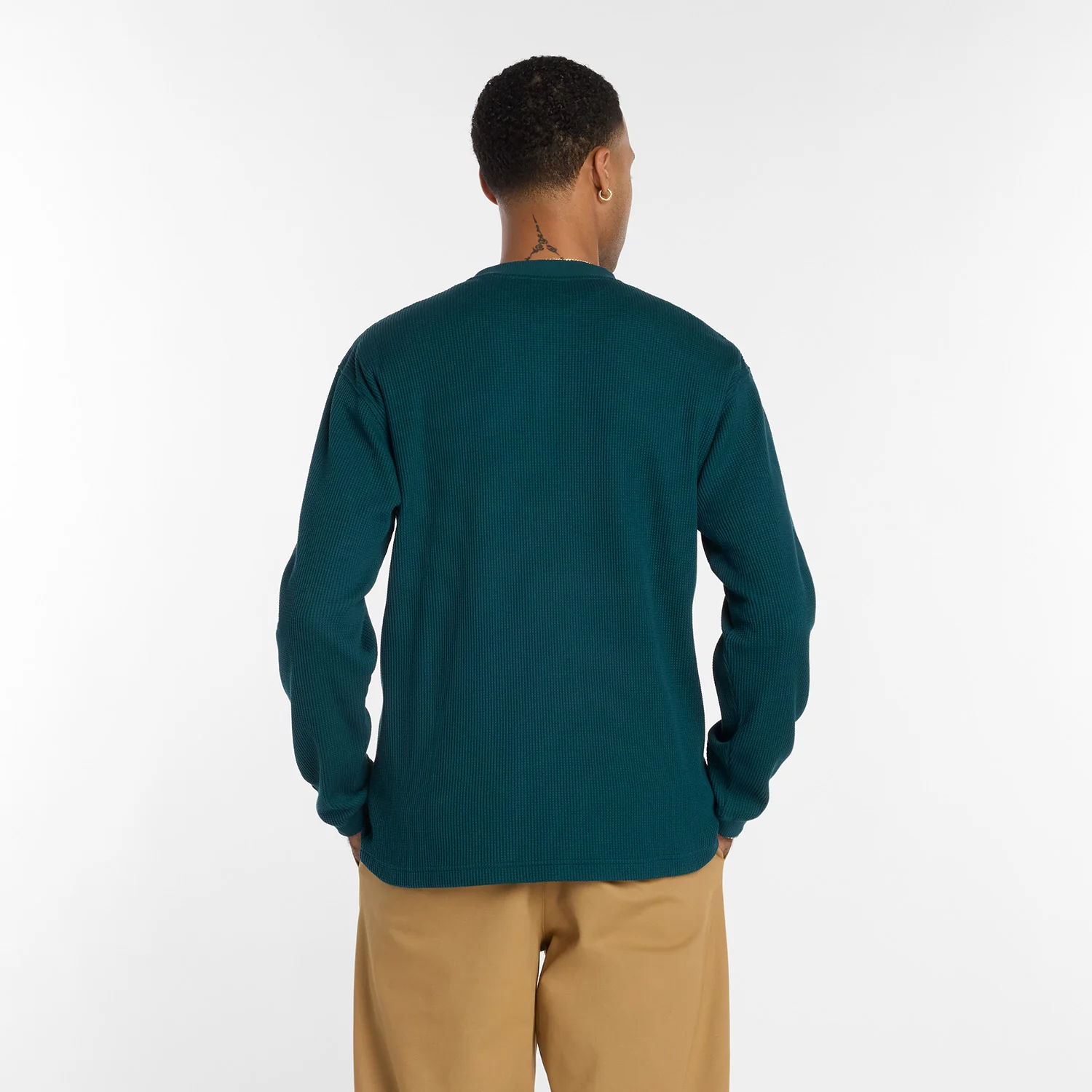 New Balance Numeric Waffle Knit Long Sleeve Henley (Spruce) - Image 4