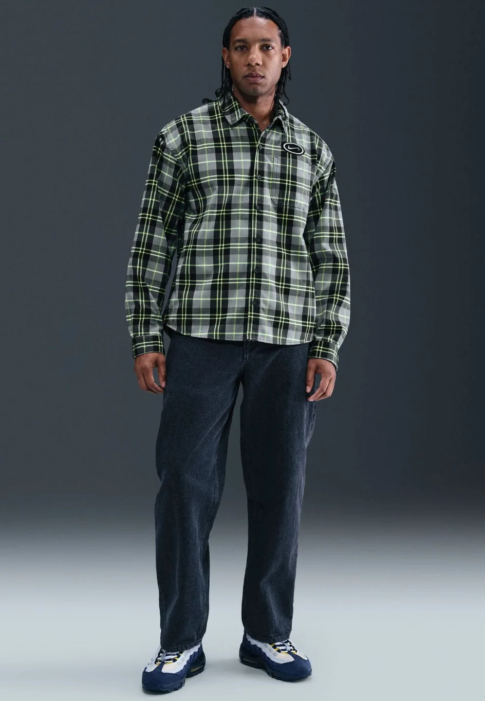 Nike SB Eric Koston Flannel Long-Sleeve Button-Up (Dark Grey) - Image 3