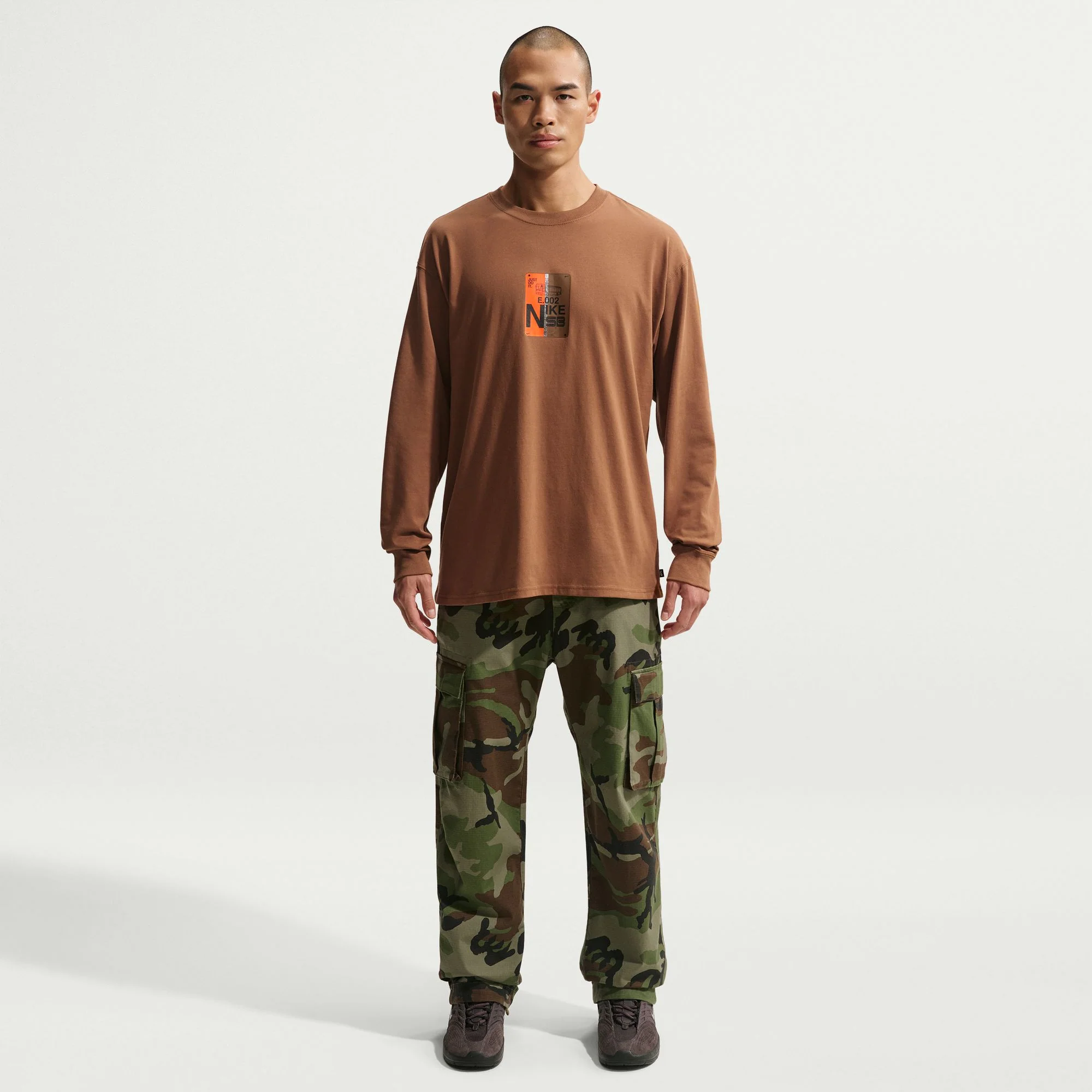 Nike SB Muni "Fast Pass" Long Sleeve Tee (Brown/Safety Orange) - Image 3