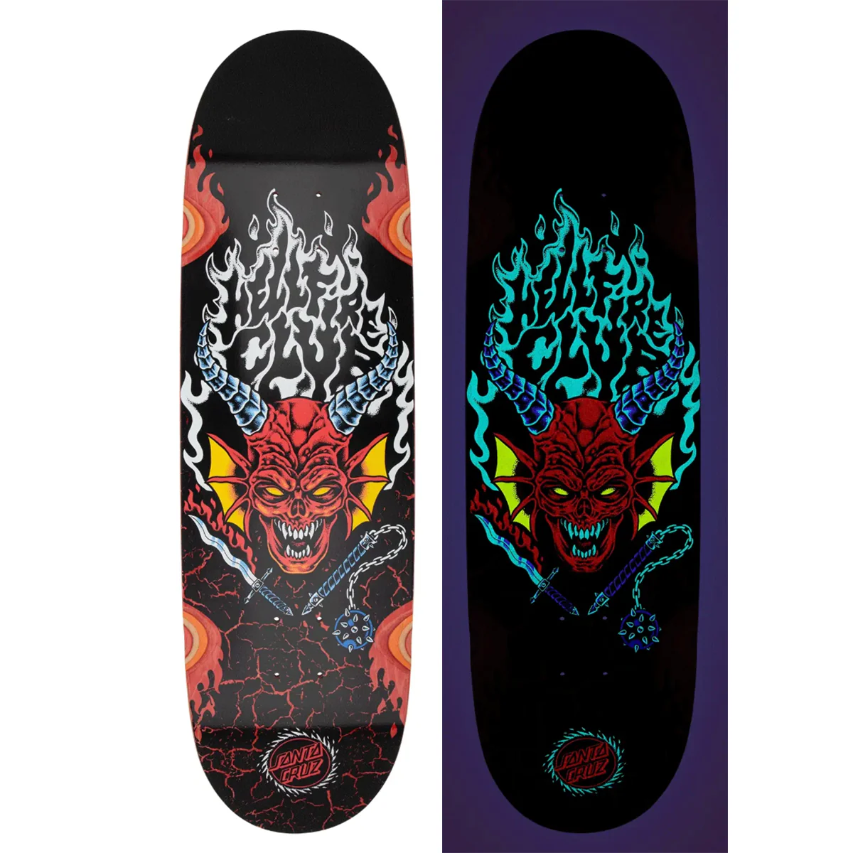 Santa Cruz x Stranger Things Hellfire Club Flames Deck (9.0" x 32.0")