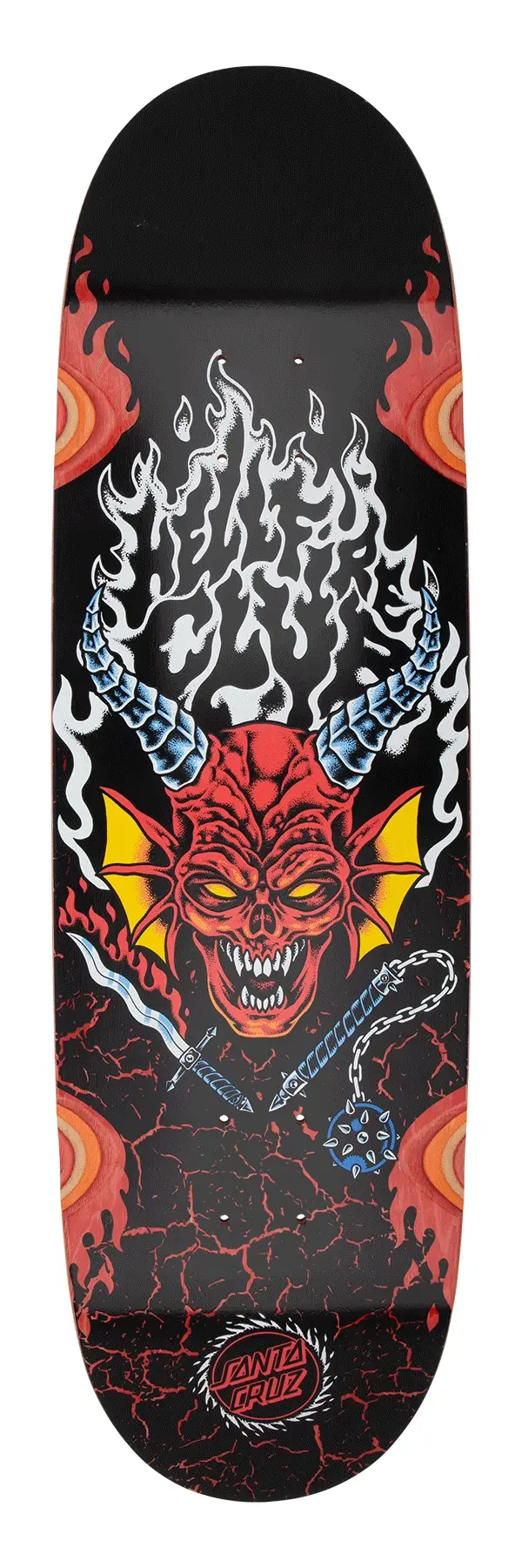 Santa Cruz x Stranger Things Hellfire Club Flames Deck (9.0" x 32.0") - Image 2