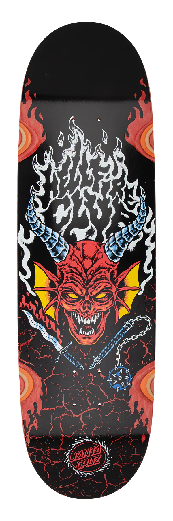 Santa Cruz x Stranger Things Hellfire Club Flames Deck (9.0" x 32.0") - Image 3