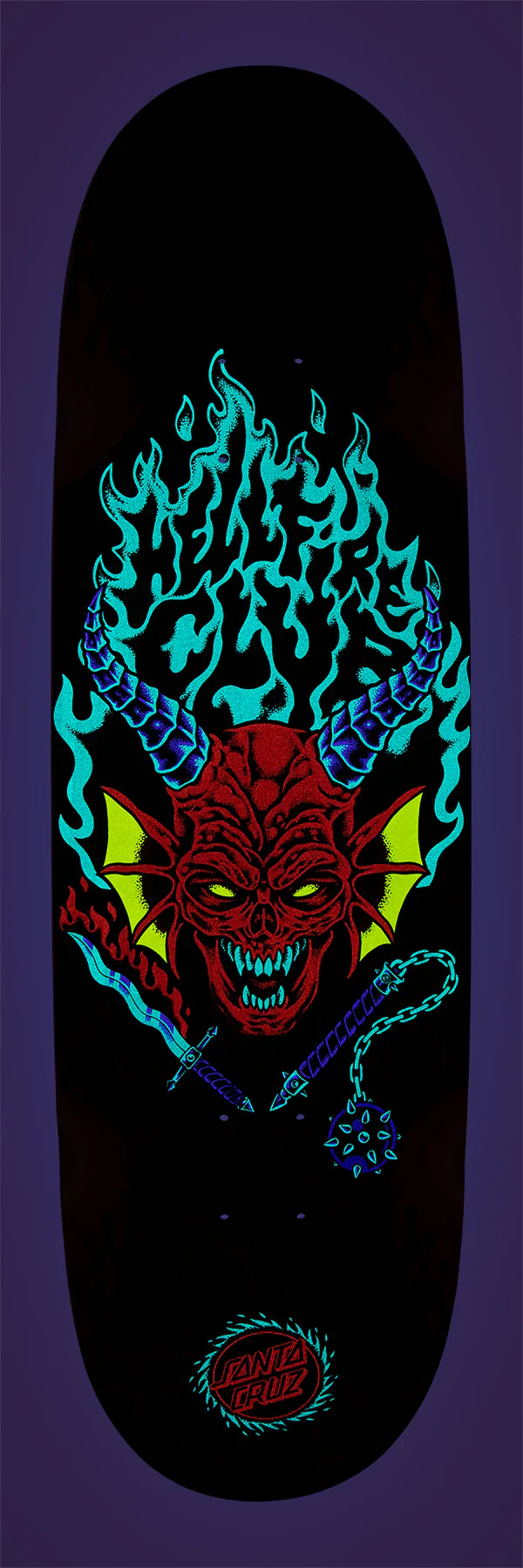 Santa Cruz x Stranger Things Hellfire Club Flames Deck (9.0" x 32.0") - Image 4