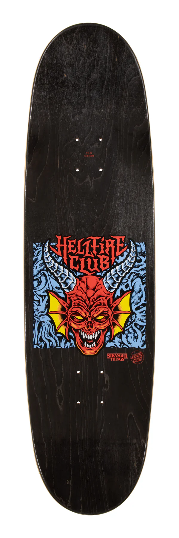 Santa Cruz x Stranger Things Hellfire Club Flames Deck (9.0" x 32.0") - Image 5